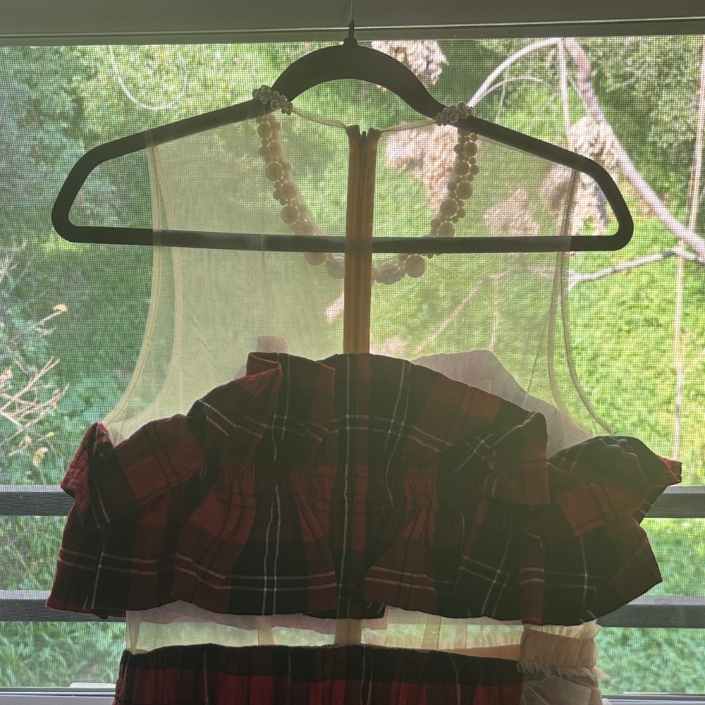 Simone Rocha Plaid Ruffle Crop Top Dress mesh - Picture 4 of 7